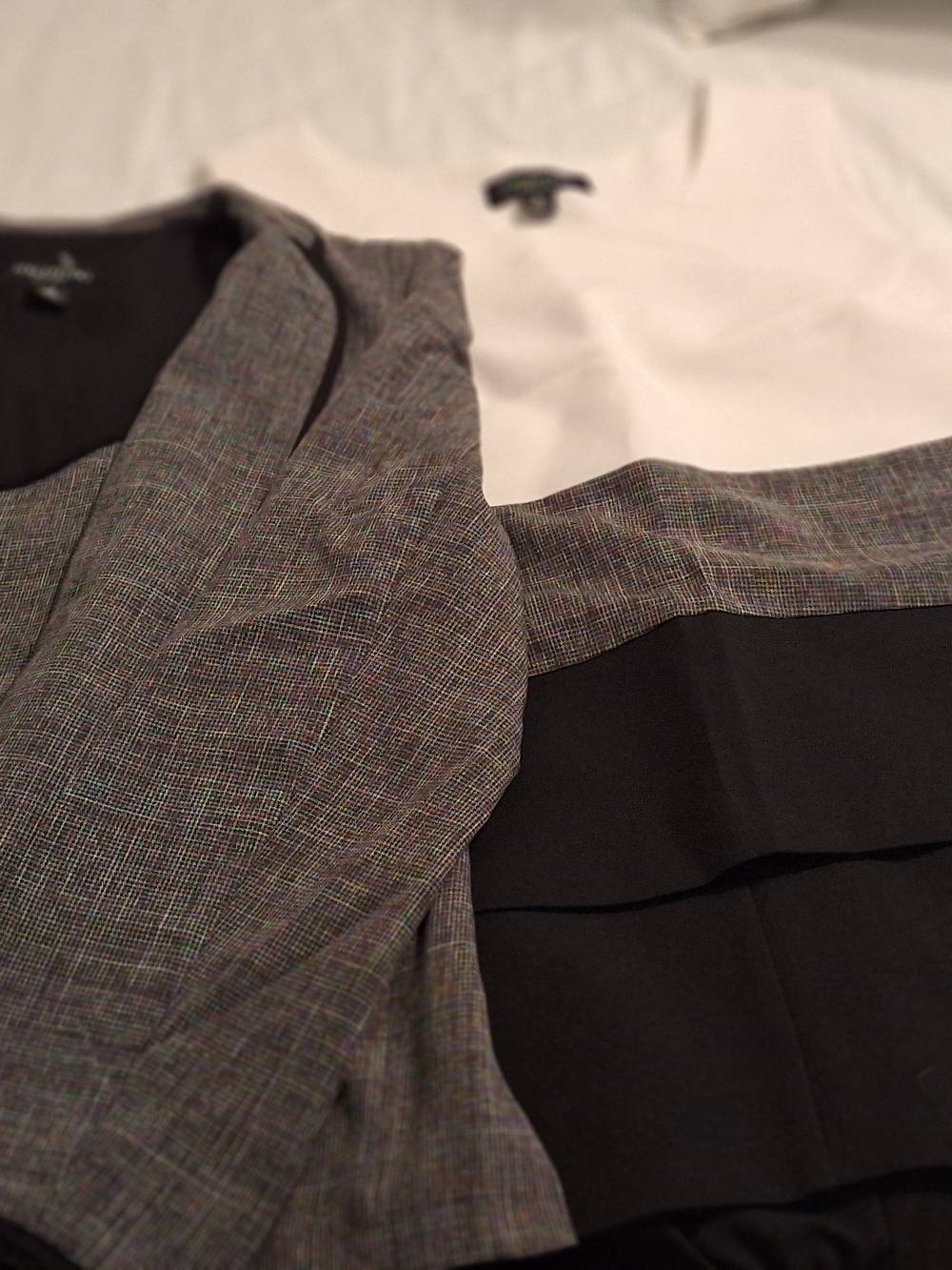 Perceptions Gray Plaid Women's Blazer with Black Panels